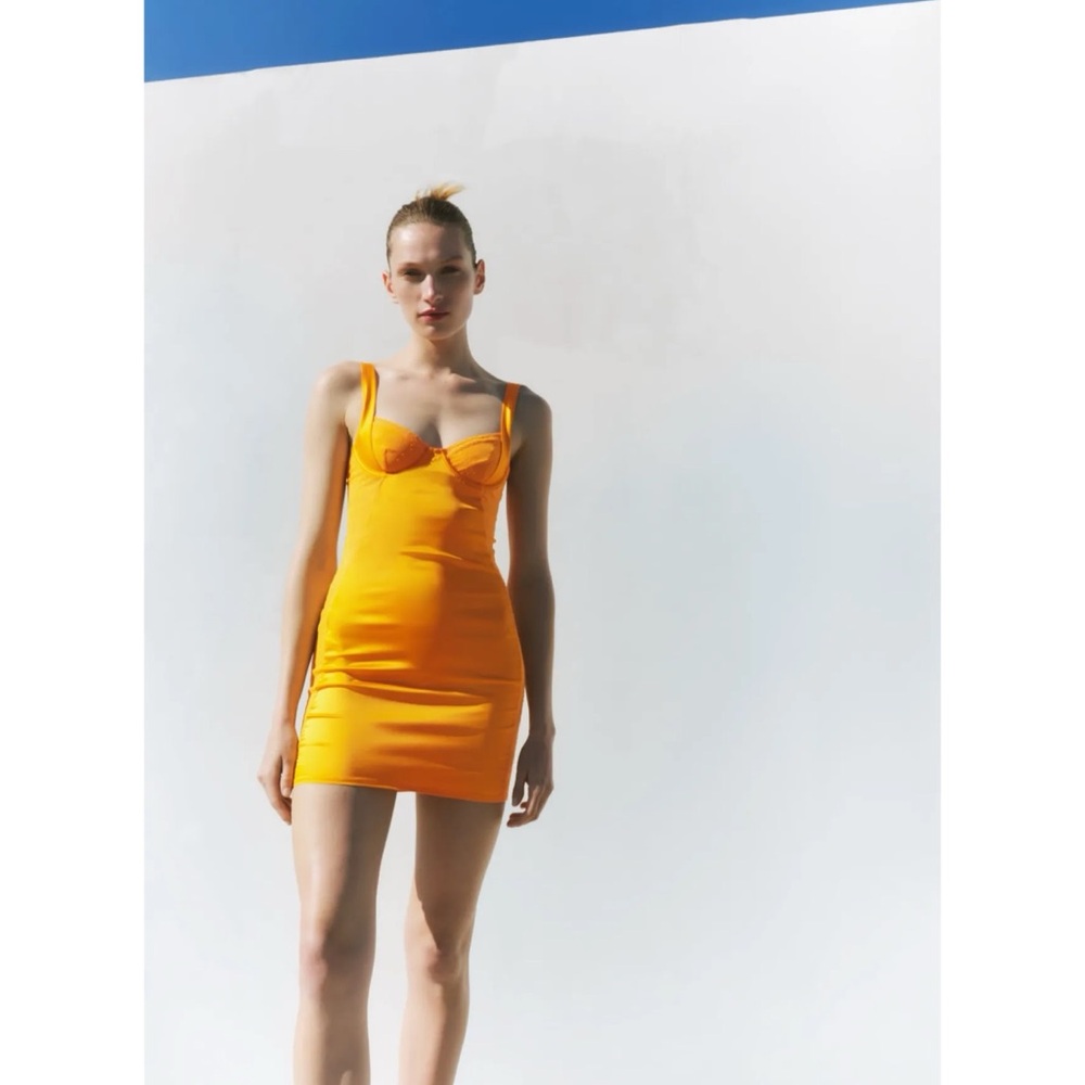 Zara Short Lingerie Inspired Dress w/ Lace - Size 34B